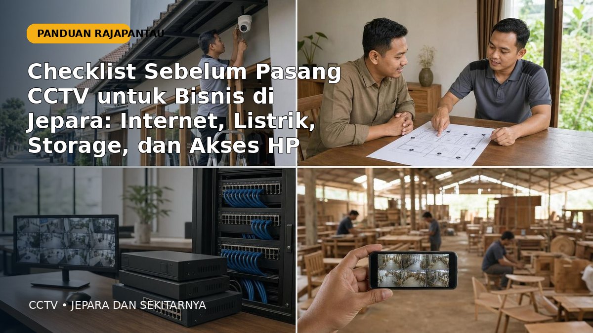Checklist Sebelum Pasang CCTV untuk Bisnis di Jepara: Internet, Listrik, Storage, dan Akses HP | RajaPantau